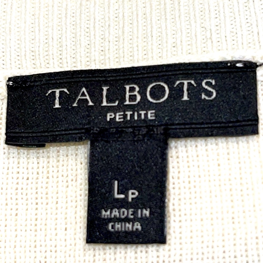 ✨HP✨ TALBOTS WHITE & GRAY STRIPED SHORT SLEEVED ROUND NECK SWEATER, SIZE LP - Picture 7 of 7